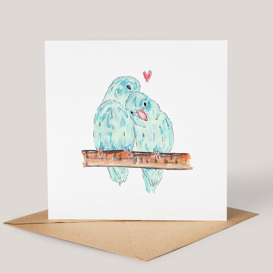 Blue Lovebirds Card