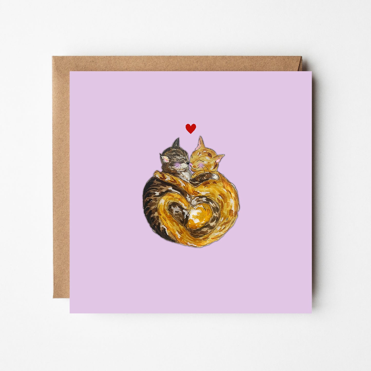 Cat Love Card - Pink