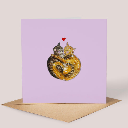 Cat Love Card - Pink