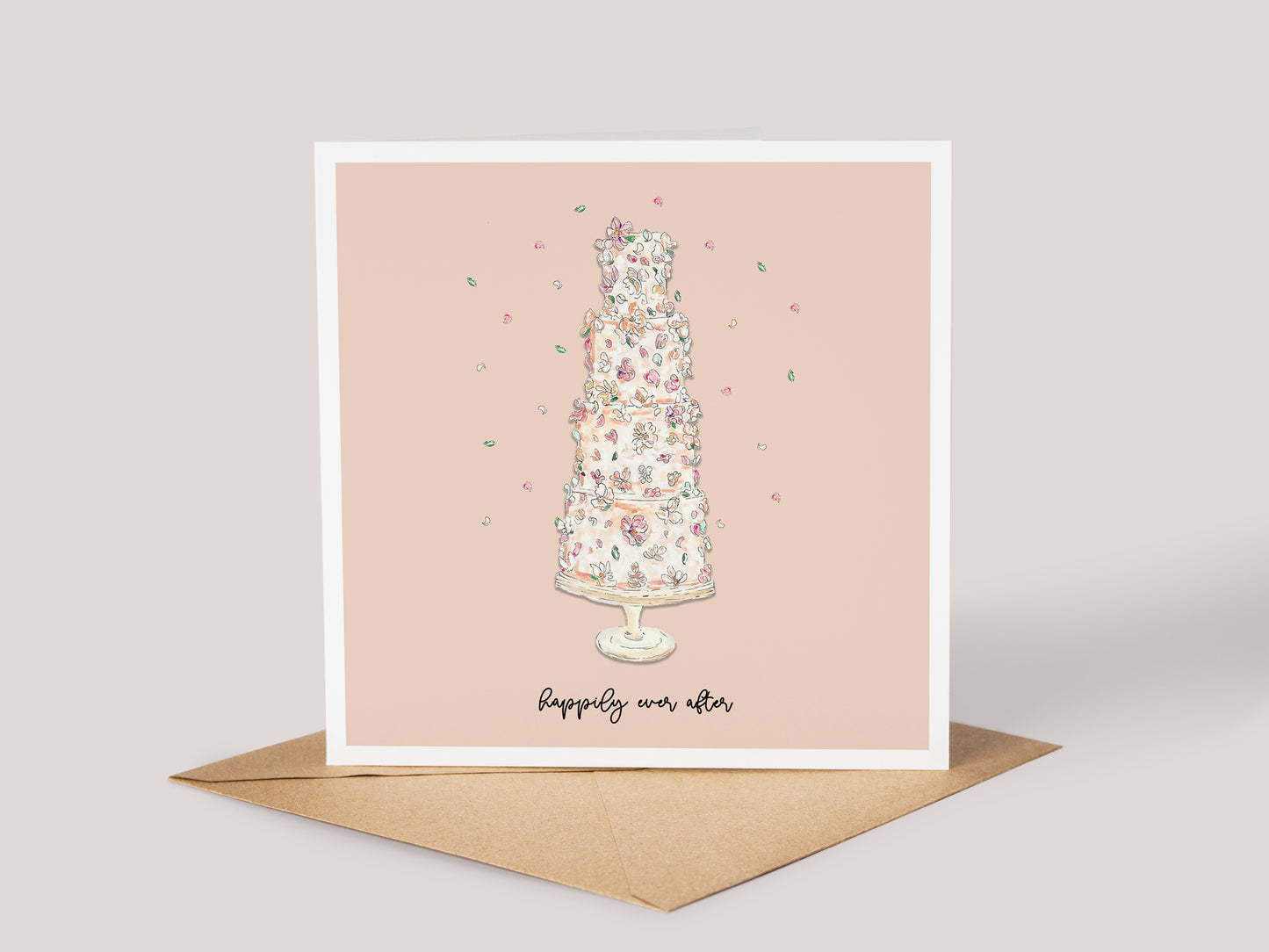 Wedding Cake Card - Peach