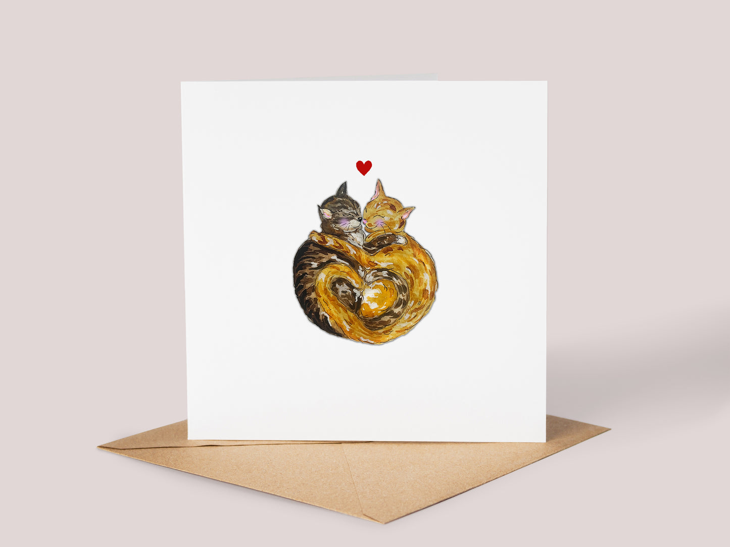 Cat Love Card - White