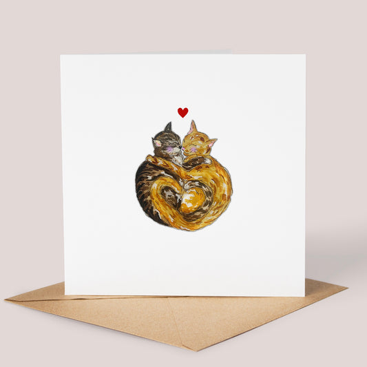 Cat Love Card - White