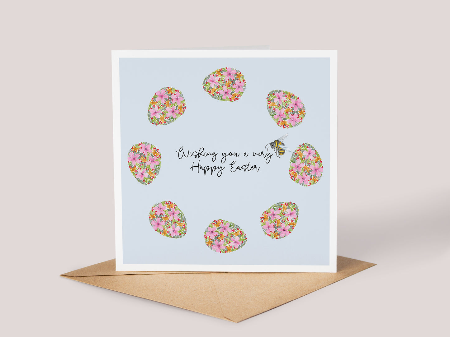 Blue Wreath Easter Card