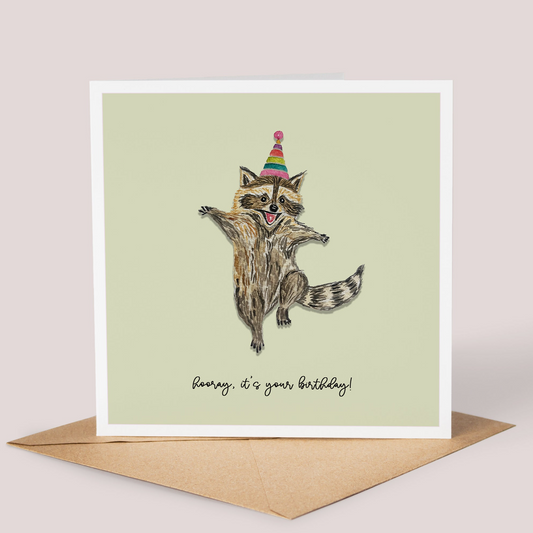 Raccoon Birthday Card