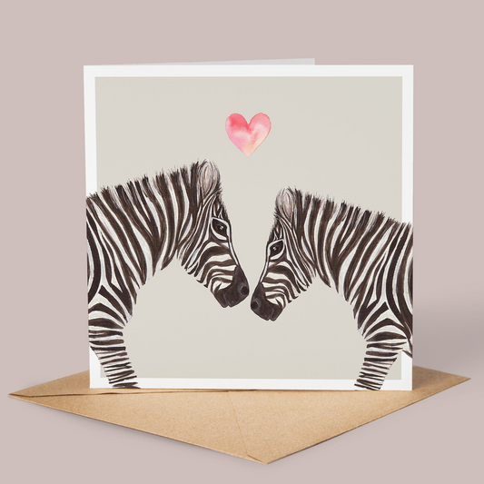 Zebra Love Heart Card